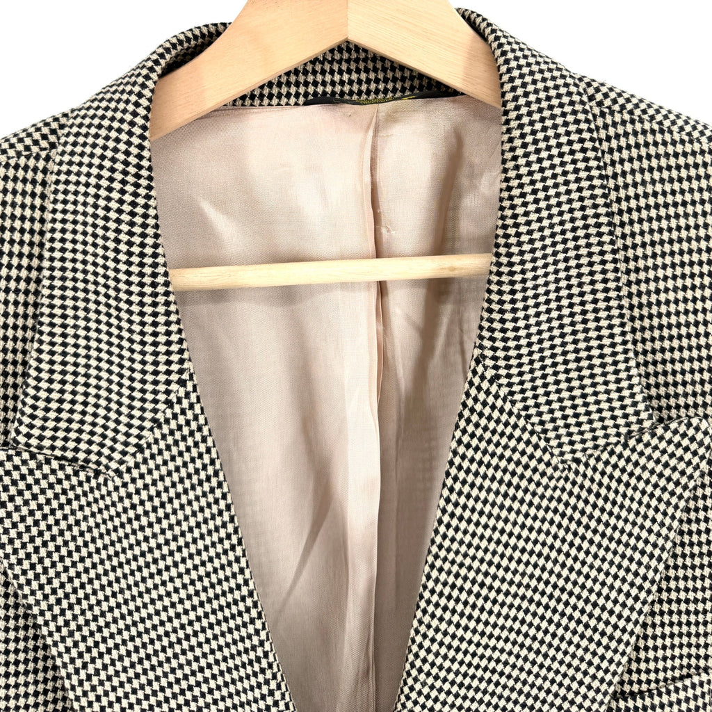 Vintage 90s J Riggins Beige Black Double Breasted Menswear Blazer Jacket