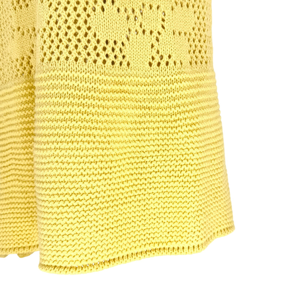 Anewsta Pastel Yellow Feather Trim Pocket Mermaid Knit Sleeveless Dress