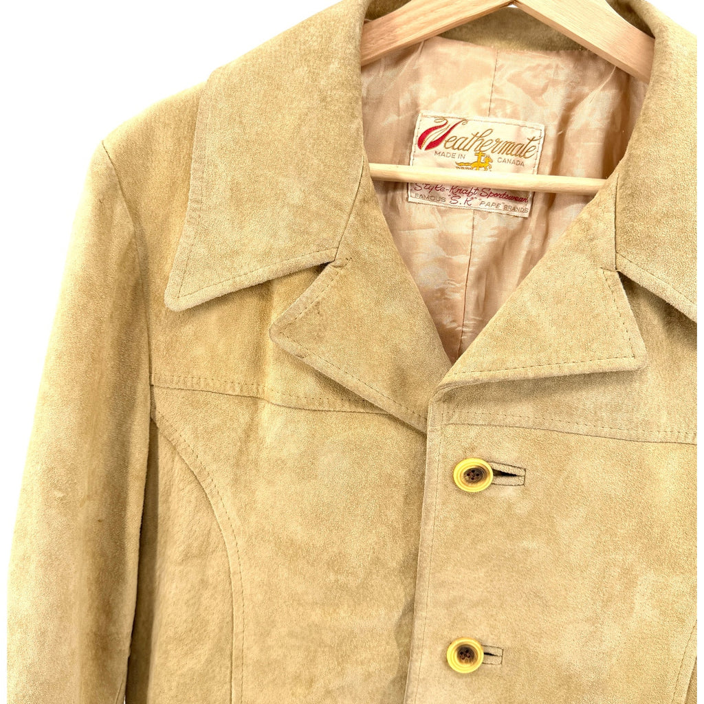 Vintage 70s Weathermate Camel Genuine Suede Leather Jacket