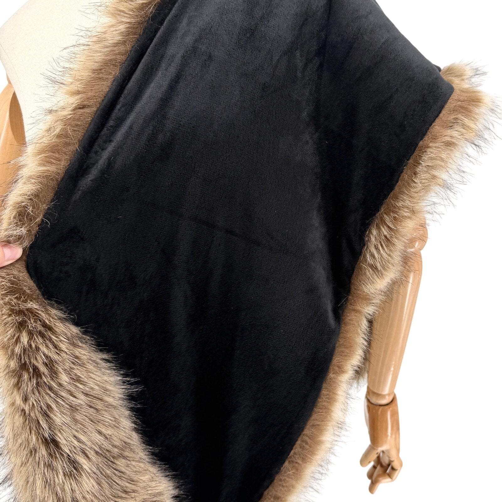 Sissily Designs Brown Faux Fur Velvet Lined Bridal Wrap