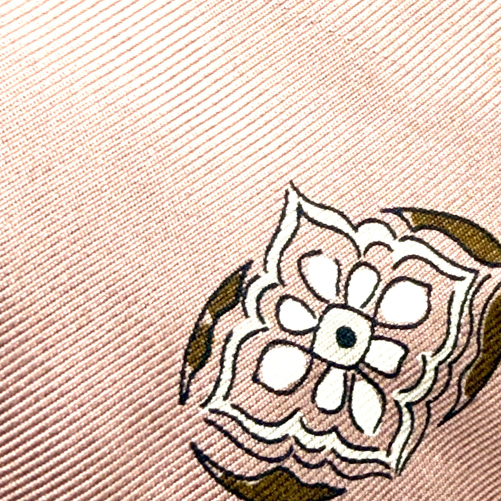 Vintage 70s Pierre Cardin Dusty Rose 100% Silk Medallion Couture Necktie