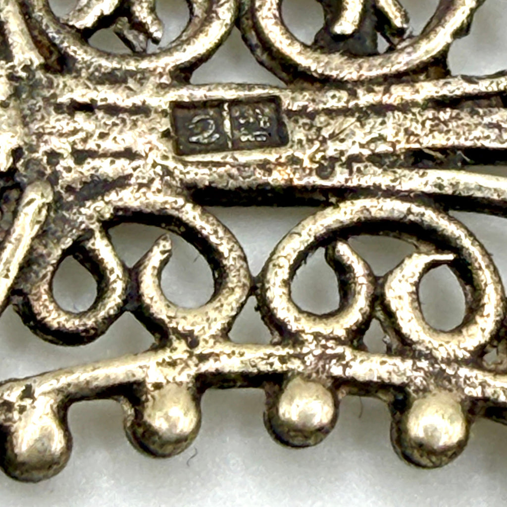 Vintage 80s Barcelona Spain Sterling Silver Stamped Filigree Post Earrings