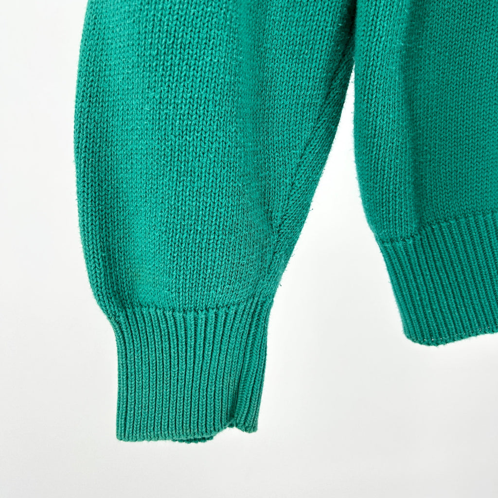 Vintage 80s LaMode Jade Green 100% Cotton Embroidered Golf Tournament Sweater
