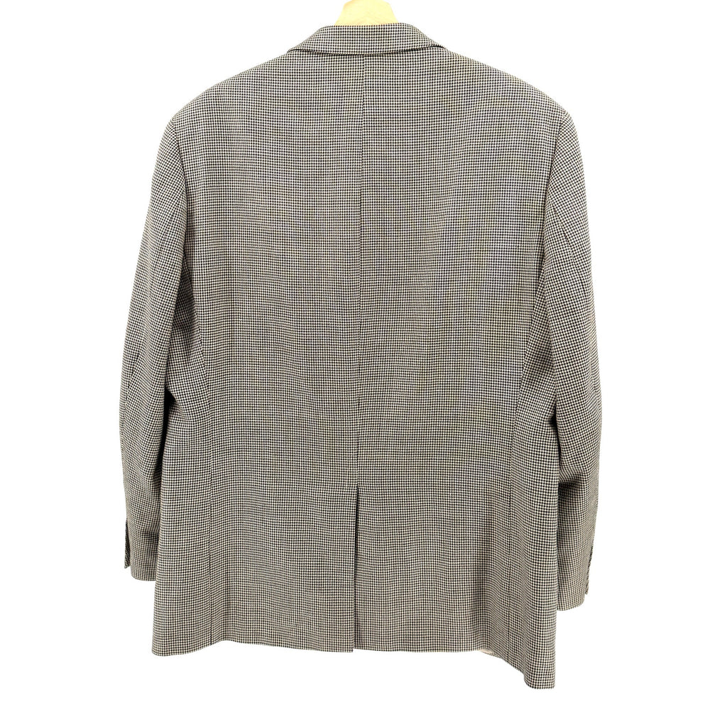 Lauren Ralph Lauren Black Tan Houndstooth Silk Wool Menswear Blazer