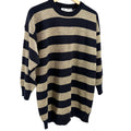 Vintage 80s Christine Thomson Black Gold Stripe Oversized Sweater