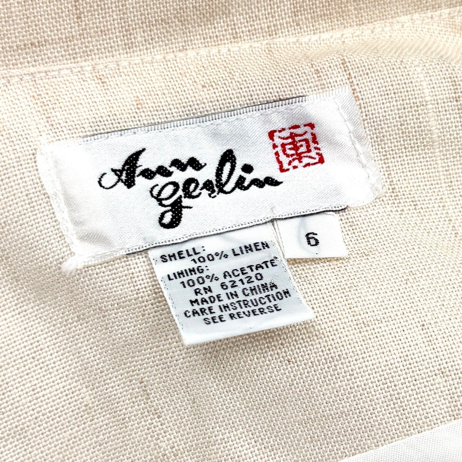 Vintage 80s Ann Gerlin Cream 100% Linen Cropped Jacket