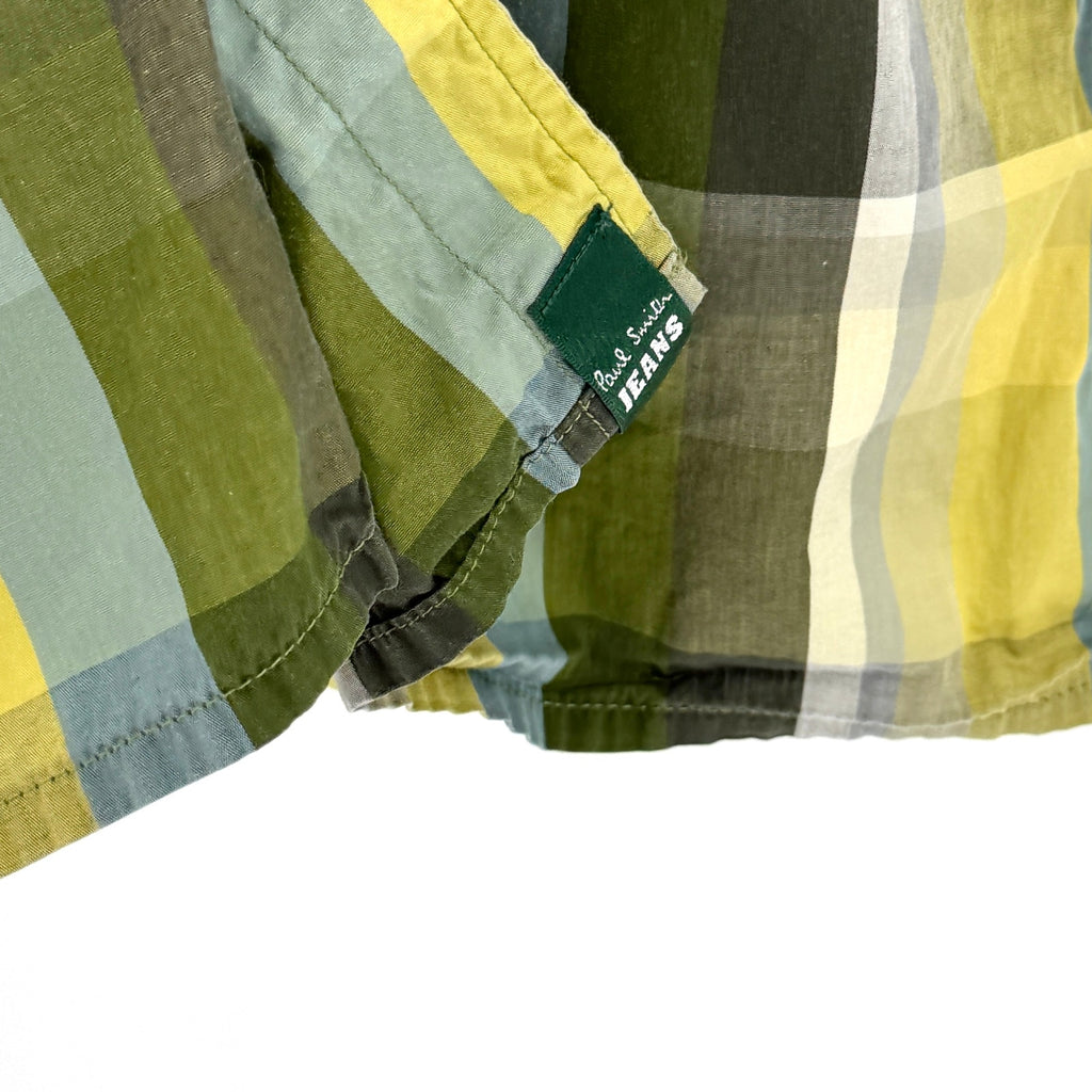 Paul Smith Green Yellow Plaid 100% Cotton Button Down Shirt