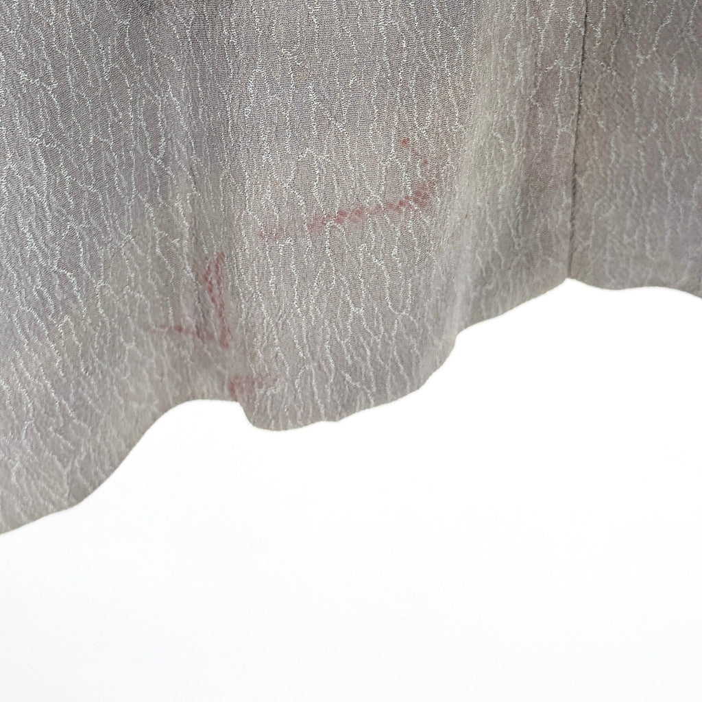 Vintage 70s Gray 100% Silk Boho Crane Art Lining Haori Kimono Jacket