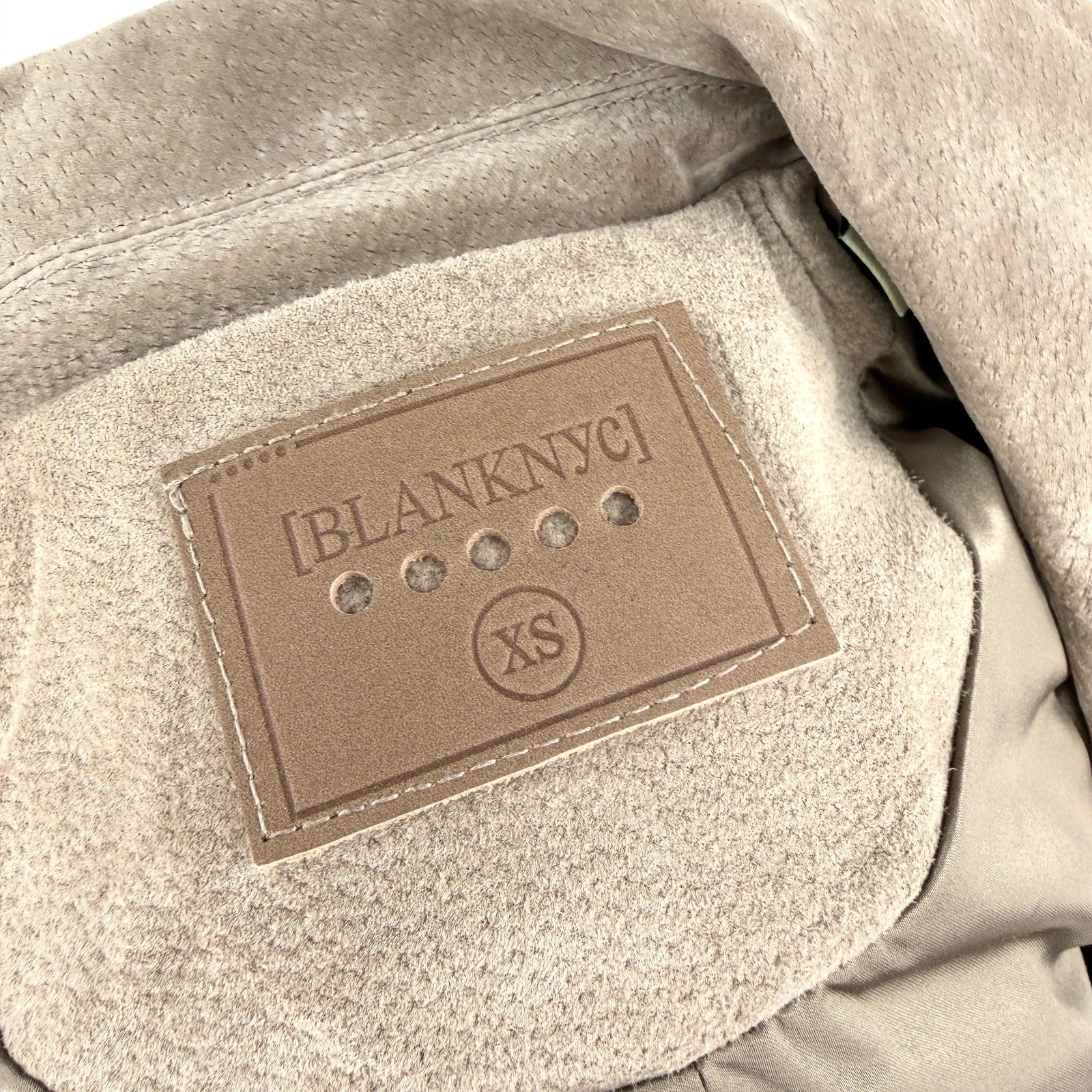 BlankNYC Warm Gray Genuine Suede Leather Moto Jacket