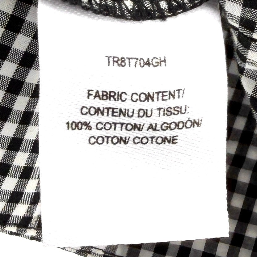 Derek Lam 10 Crosby Black White Gingham 100% Cotton Tie Detail Blouse