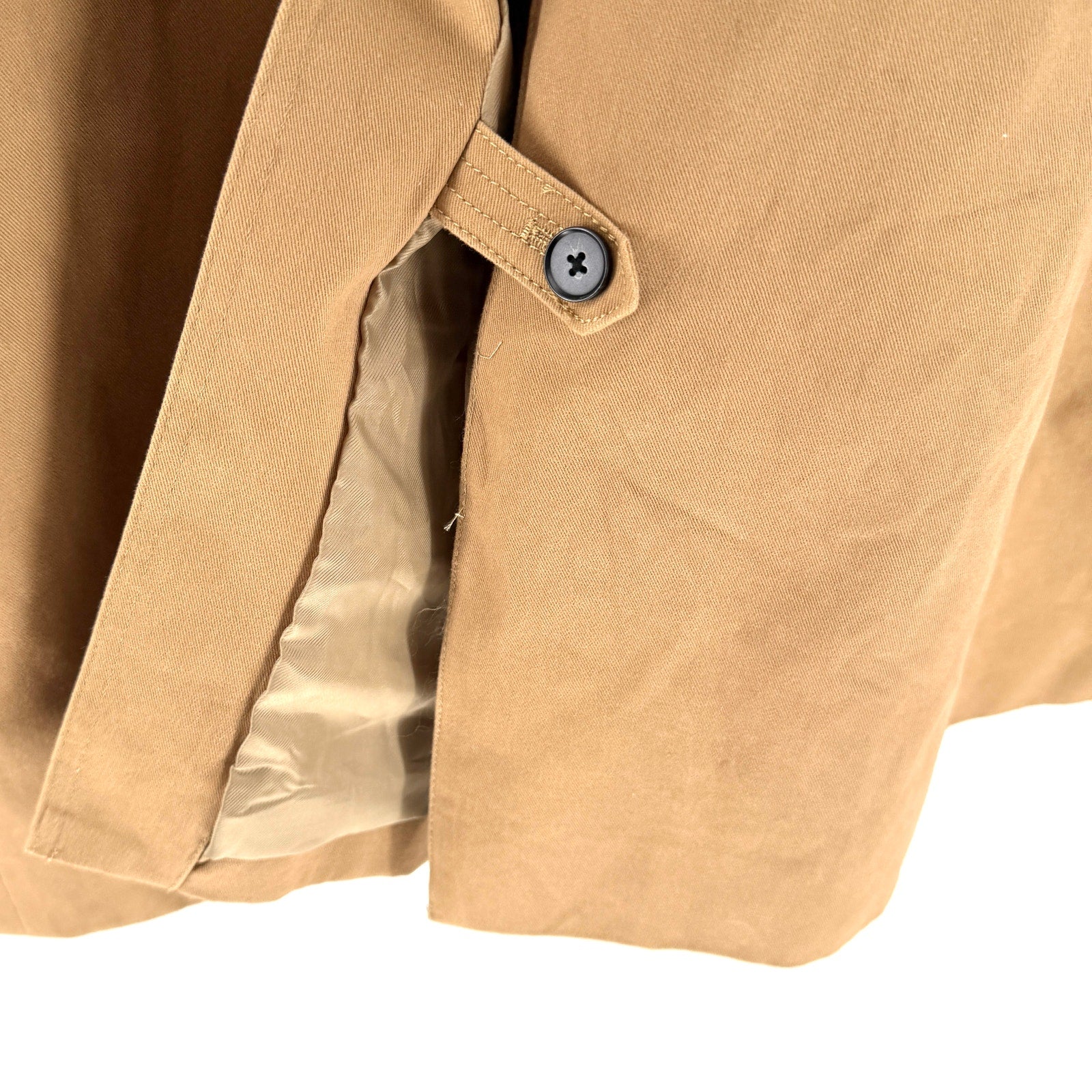 Zara Tan 100% Cotton Twill Corduroy Collar Trench Coat