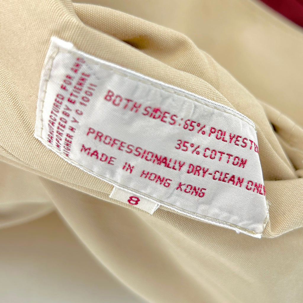 Vintage 80s Etienne Aigner Tan Maroon Reversible Belted Trench Coat