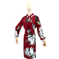 Lola Li Maroon Floral Satin Pussybow Tie Wrap Dress