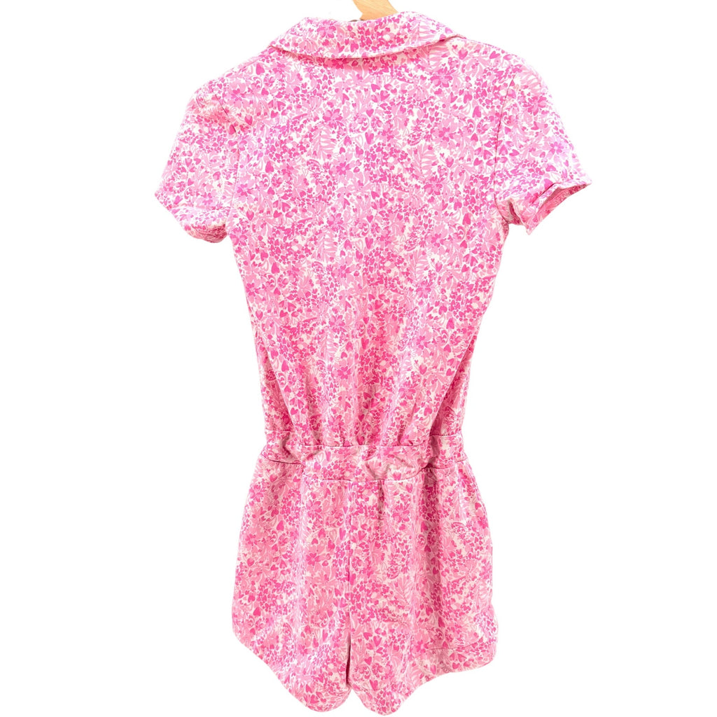 Lilly Pulitzer Pink Floral Heart Print Jersey Knit Romper
