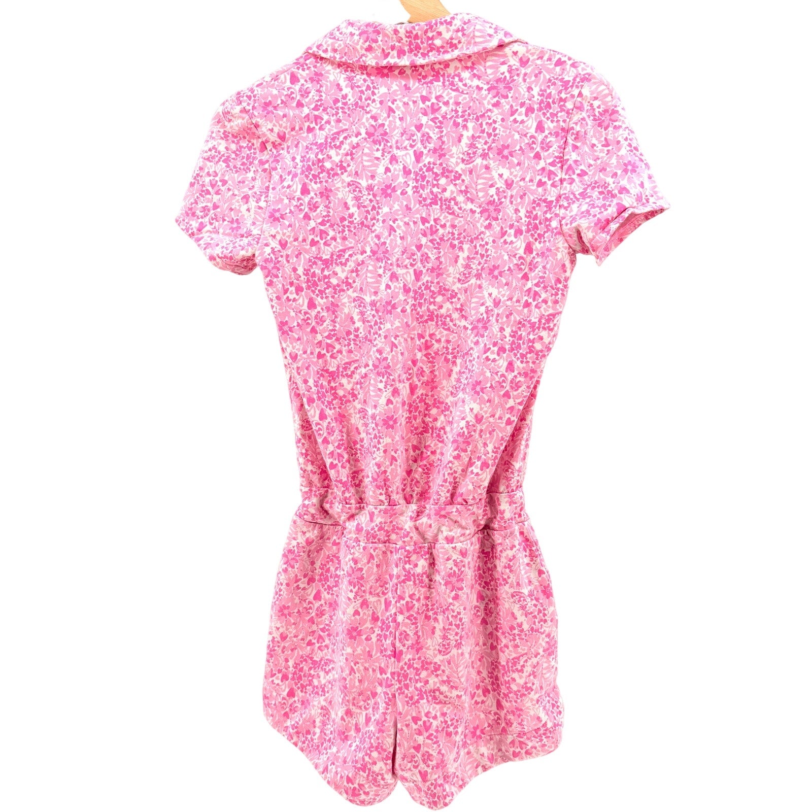 Lilly Pulitzer Pink Floral Heart Print Jersey Knit Romper