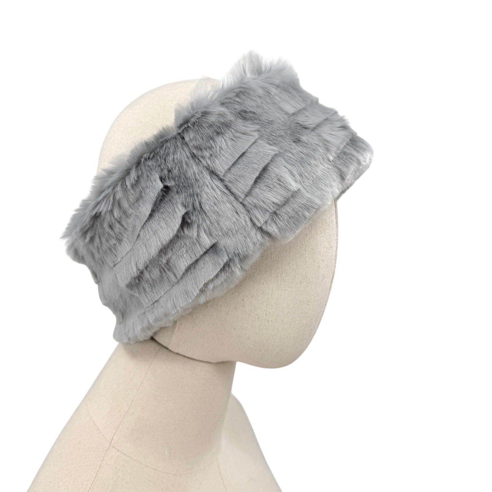 Vintage Y2K Grey Silver Tiered Cozy Ski Ear Warmer Headband