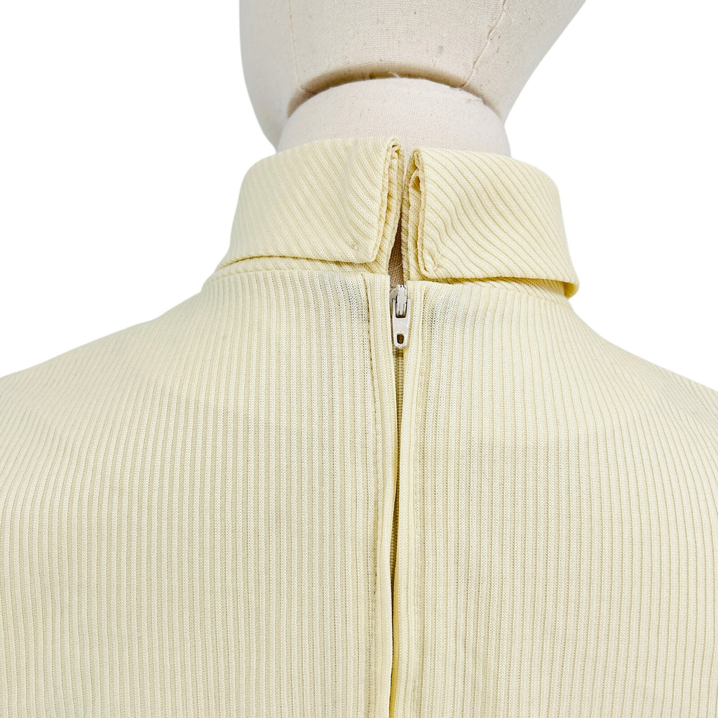 Vintage 70s Cream Blue Houndstooth Mod A-Line Mini Dress