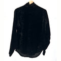 Vintage 90s Double D Ranch Black Crushed Velvet Turtleneck Top
