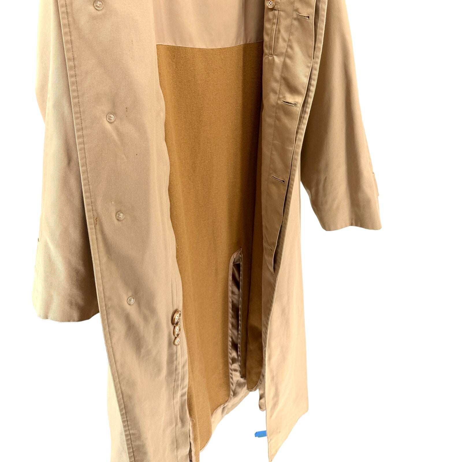 Vintage 90s Sanyo Tan Cotton Blend Zip In Liner Trench Coat