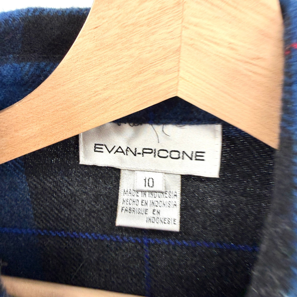 Vintage 90s Evan-Picone Blue Plaid Snap Front Flannel Jacket