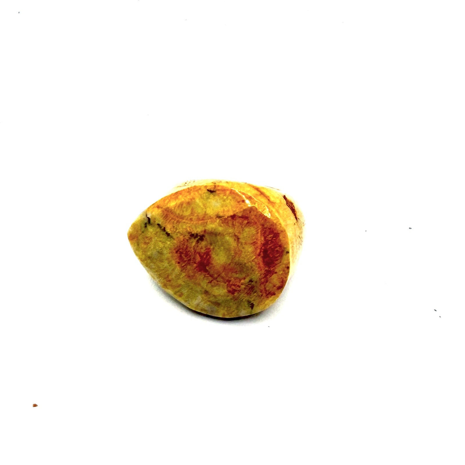 Vintage 90s Carved Yellow Ochre Jasper Sculptural Statement Dome Ring