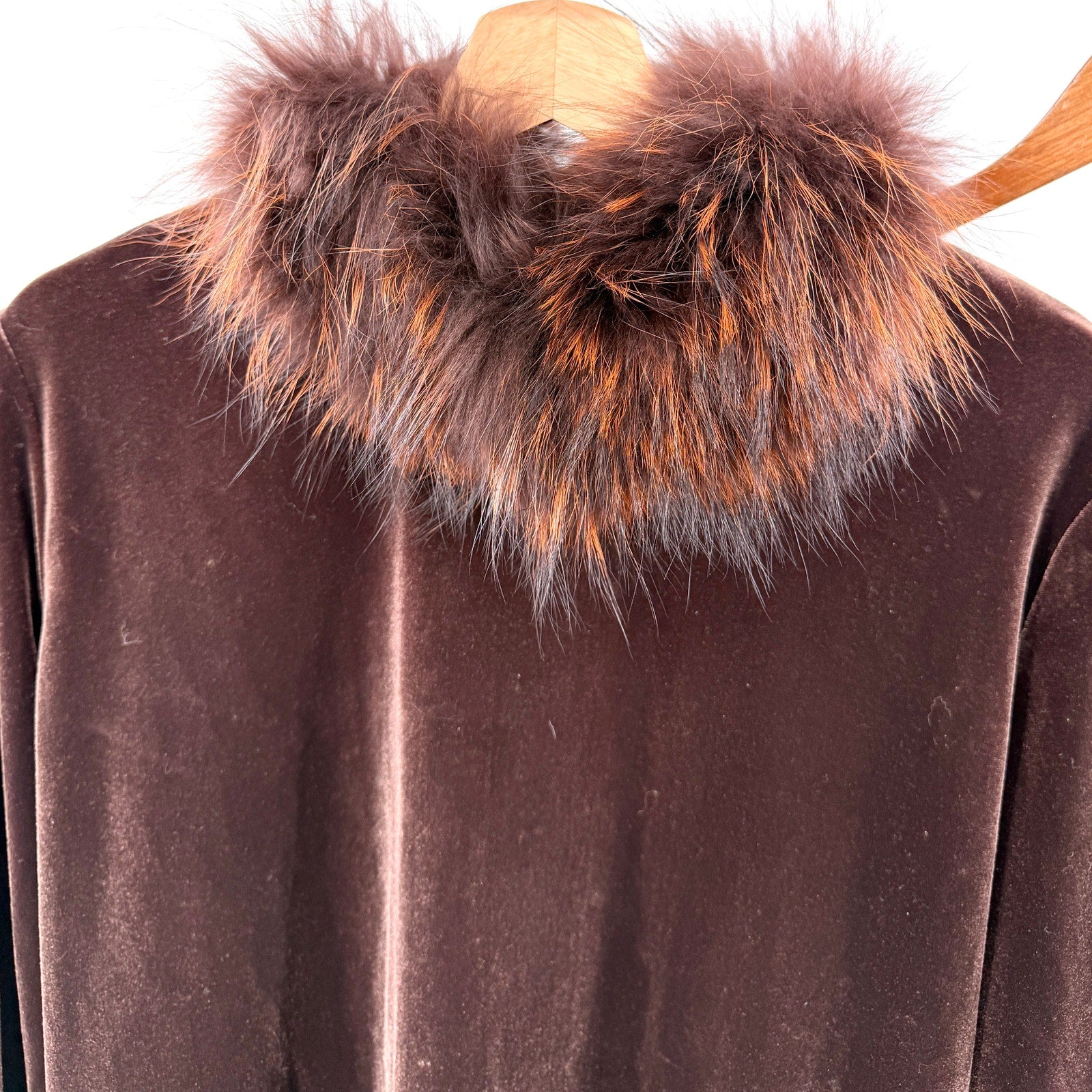 Vintage Y2K Double D Ranch Brown Velvet Genuine Fur Collar Skirt Suit Set