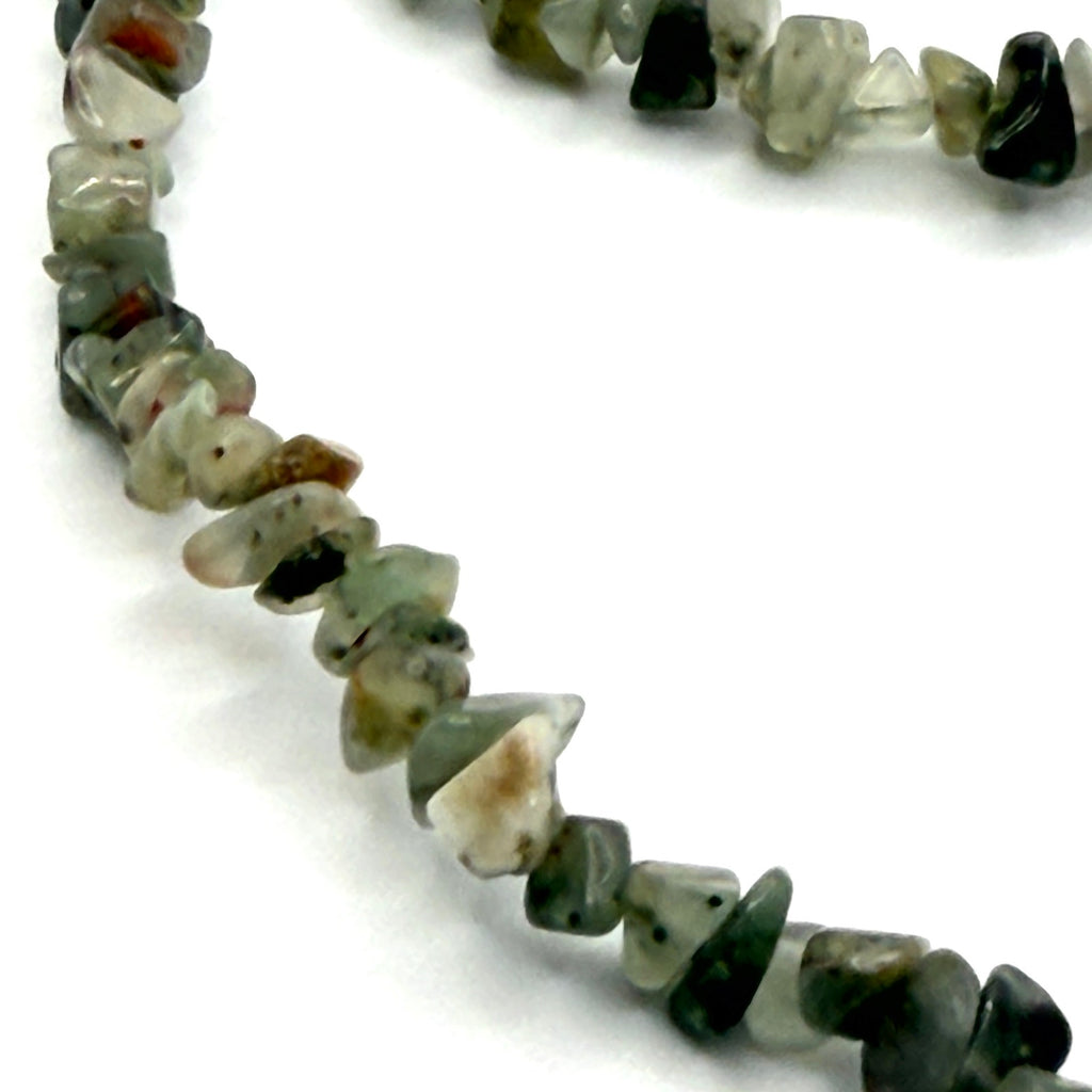 Vintage 90s Fancy Jasper Green Red Gemstone Chip Endless Layering Necklace