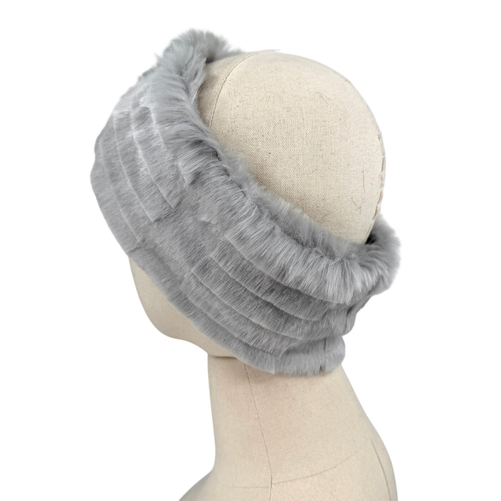 Vintage Y2K Grey Silver Tiered Cozy Ski Ear Warmer Headband