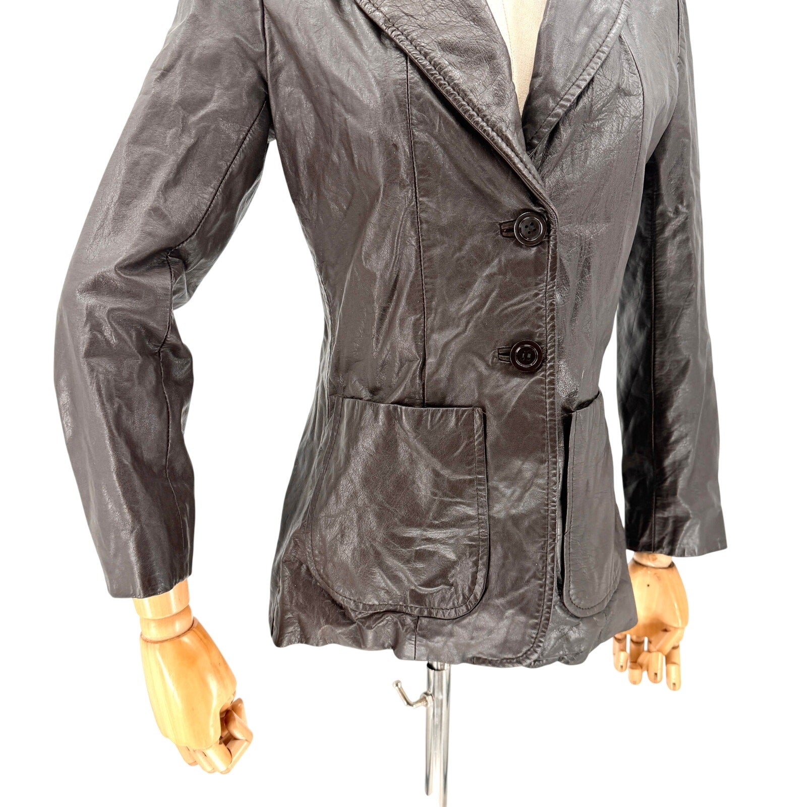 Vintage 80s Dark Brown Genuine Leather Jacket Blazer
