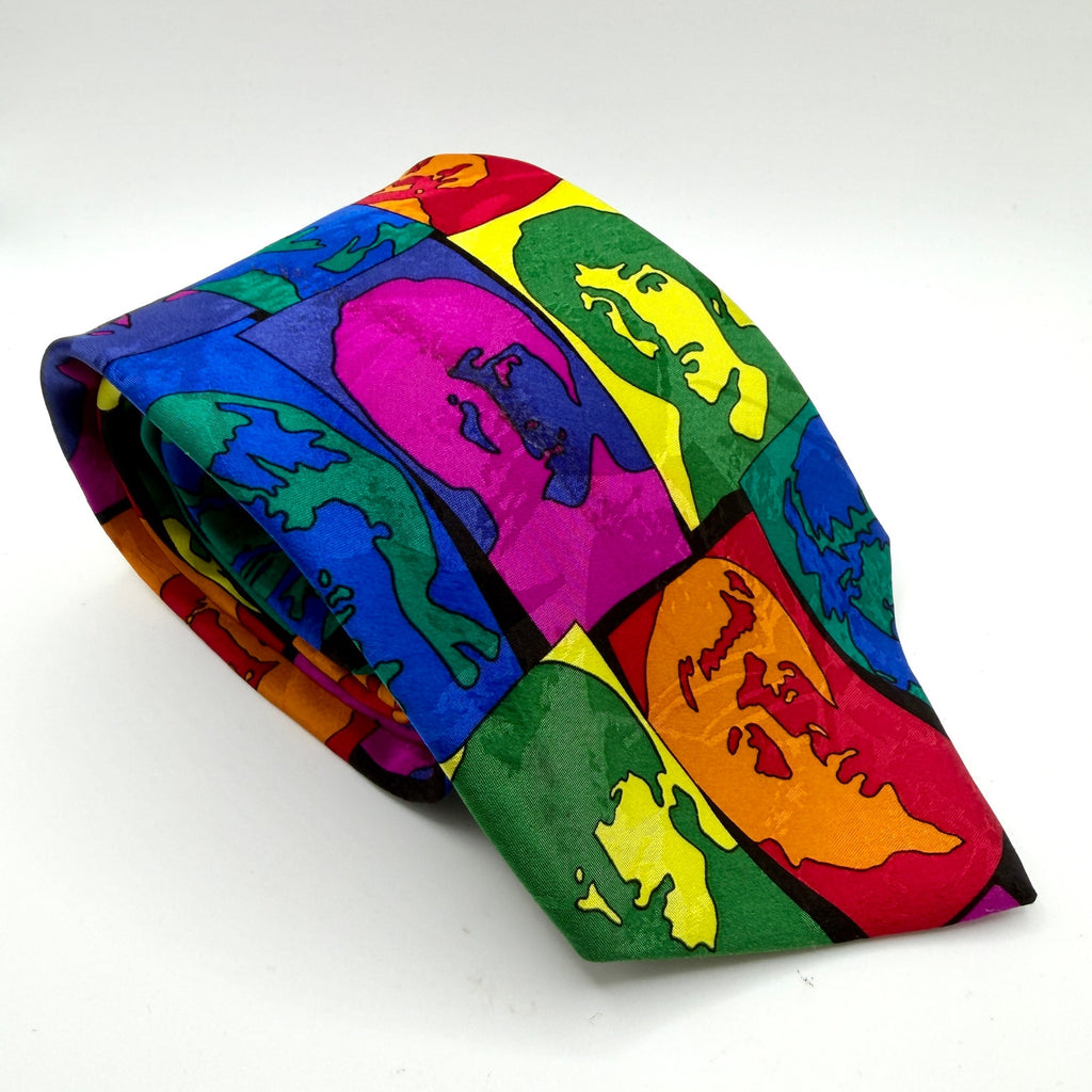 Vintage 90s Beatles Warhol Avedon Silk Psychedelic Pop Art Necktie