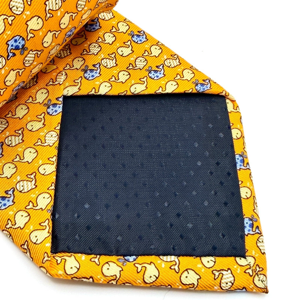 Pierre Cardin Yellow 100% Silk Whale Novelty Print Tie