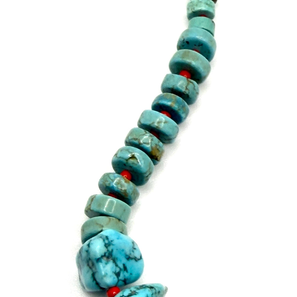 Vintage Handmade Genuine Turquoise Chunk and Rondelle Bead Necklace