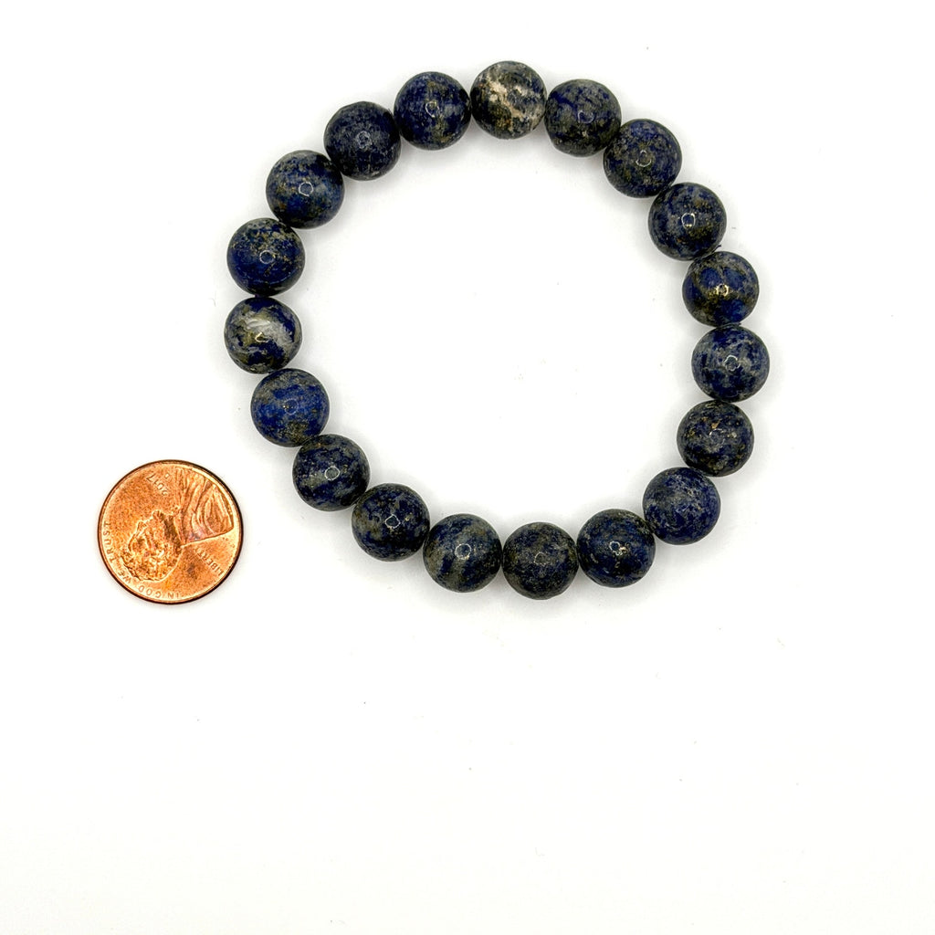 Vintage 90s Handmade Blue Lapis Lazuli Stretch Beaded Statement Bracelet