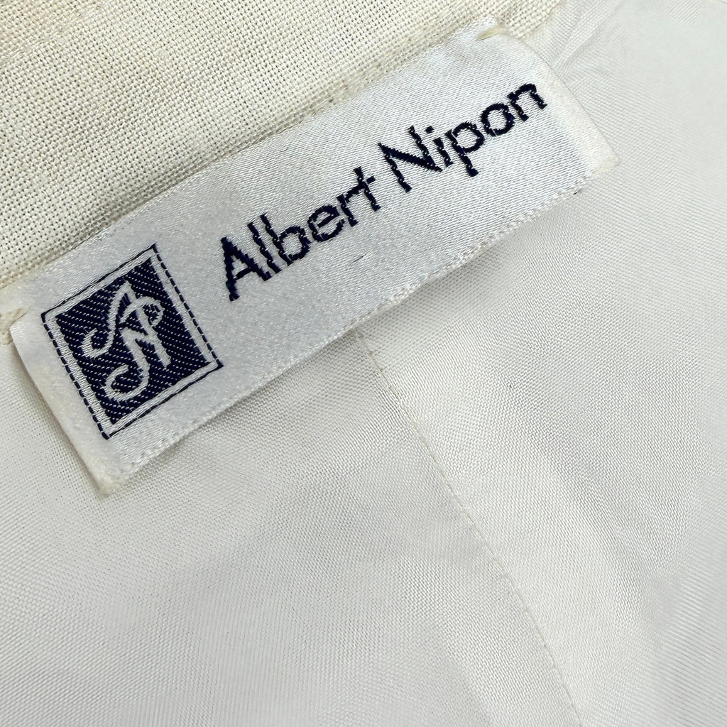 Vintage 80s Albert Nipon Cream Linen Puff Sleeve Jacket
