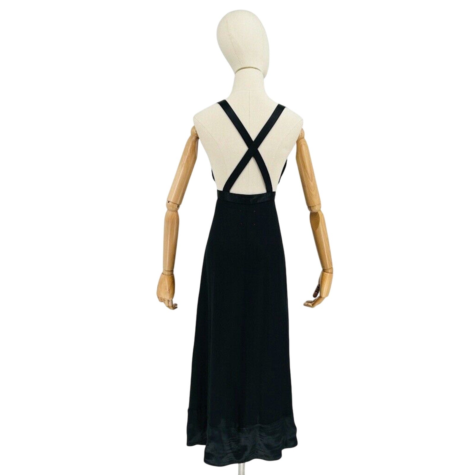 In The Now Black 100% Silk Plunging Button Front Dress