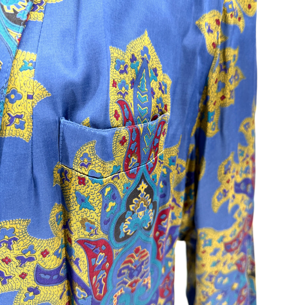 Vintage 80s Liz Claiborne Blue Purple Satin Smoking Jacket Blazer