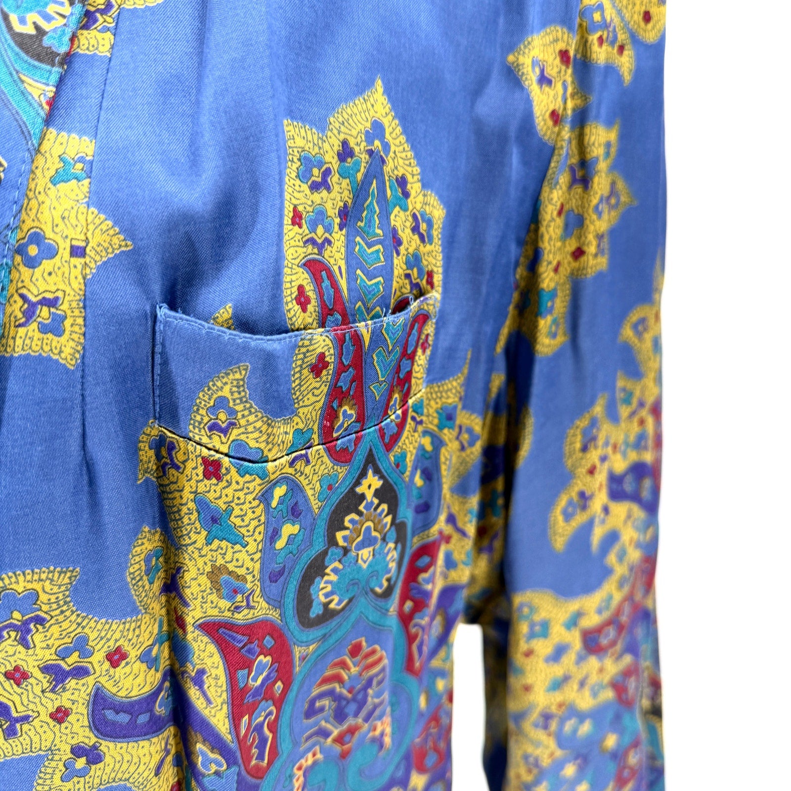 Vintage 80s Liz Claiborne Blue Purple Satin Smoking Jacket Blazer