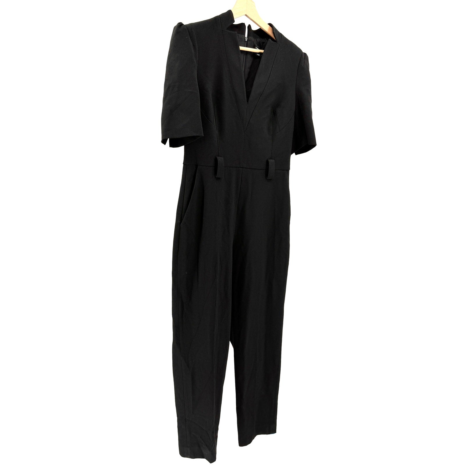 Karen Millen Black Structured Bodice Pockets Tapered Leg Jumpsuit
