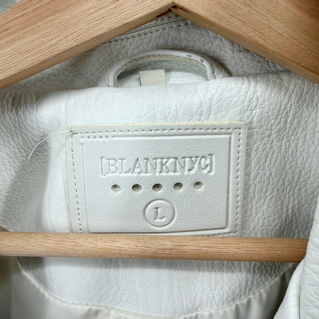 BlankNYC White Thick Faux Leather Moto Biker Rocker Jacket