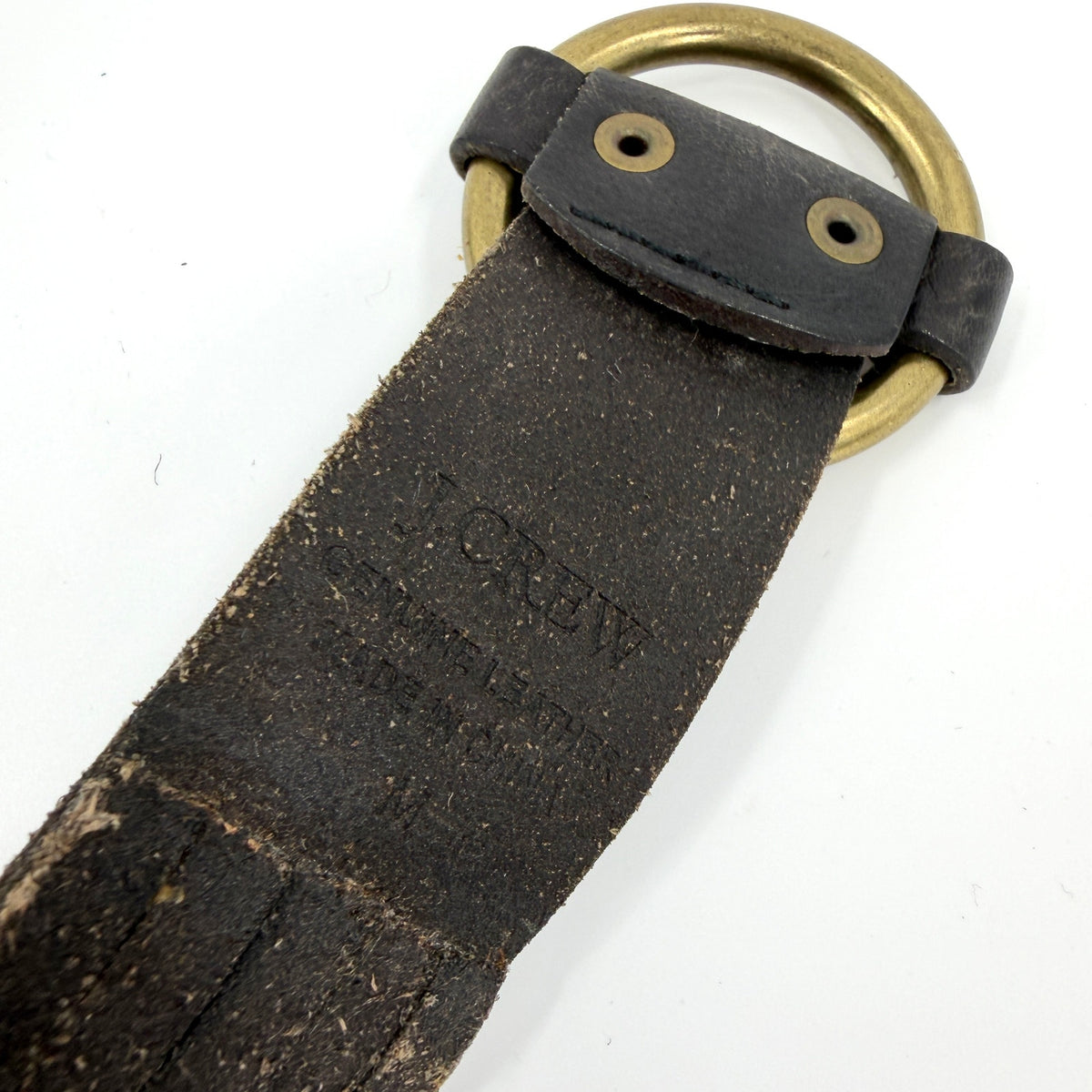 J.Crew Black Genuine Leather Braided O-Ring Buckle Belt