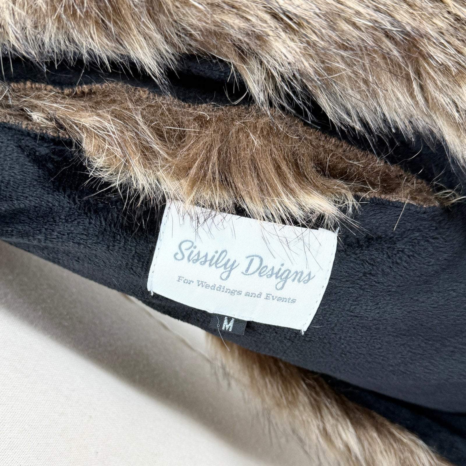 Sissily Designs Brown Faux Fur Velvet Lined Bridal Wrap