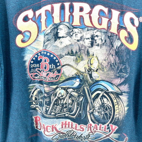 2016 Sturgis Black Hills Rally South Dakota Blue Green Graphic T-Shirt