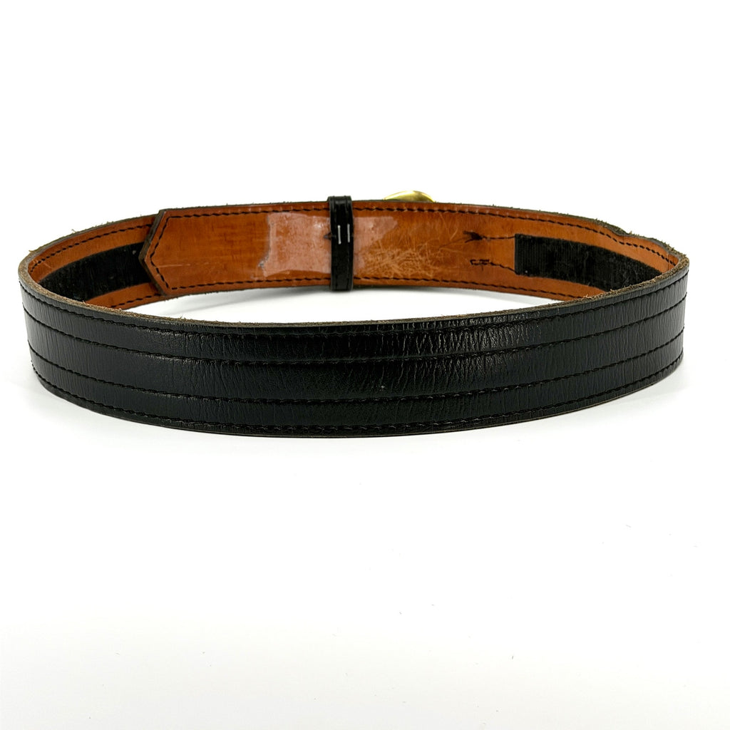 Vintage Y2K Safariland Black Genuine Leather Solid Brass Buckle Wide Duty Belt