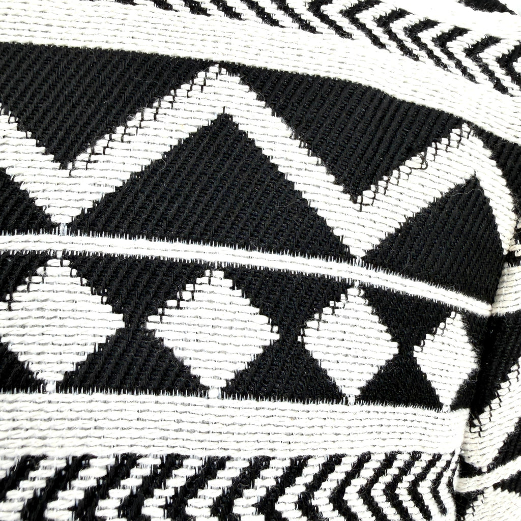 Hope Black White Aztec Tribal Geometric Snap Front Collarless Jacket
