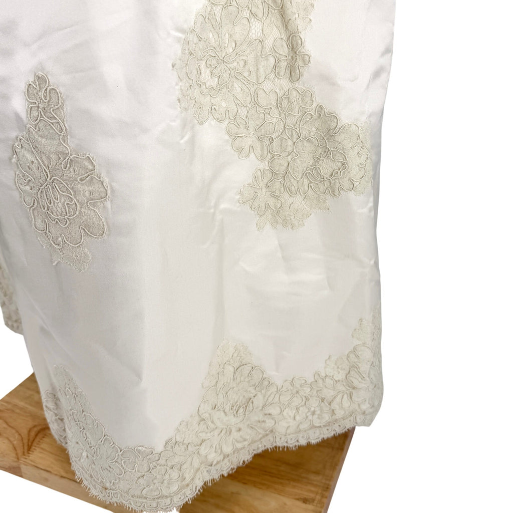 Vintage 60s I Magnin Ivory Satin Elegant Lace Long Sleeve Wedding Dress