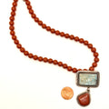 Vintage 90s Gem-N-I Sterling Silver Red Jasper Hieroglyph Necklace Brooch