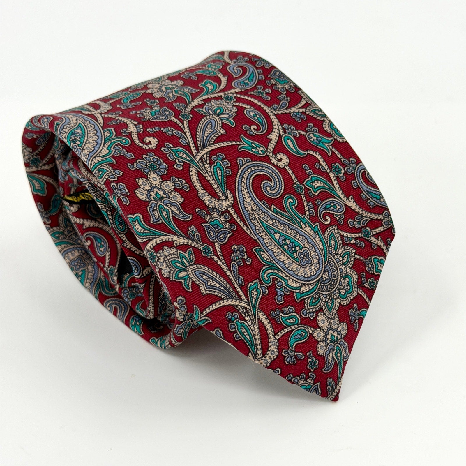 Vintage 90s Etienne Aigner Red 100% Silk Paisley Classic Corporate Tie