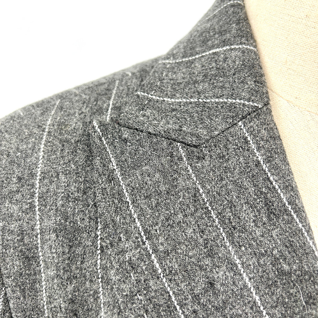 Hilfiger Gray Silver Metallic Pinstripe Wool Blend Two Button Blazer