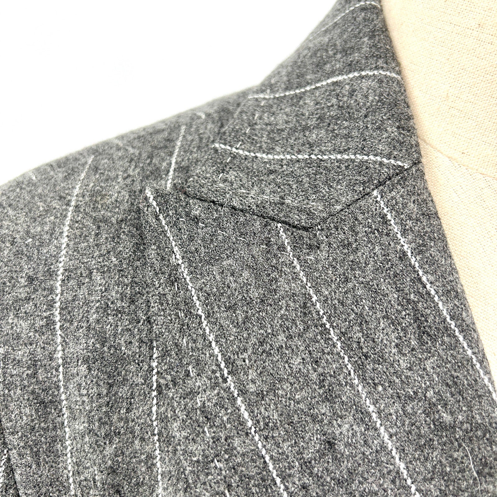 Hilfiger Gray Silver Metallic Pinstripe Wool Blend Two Button Blazer