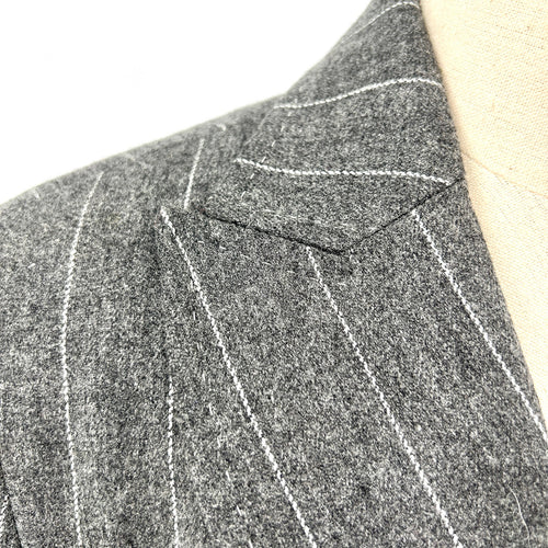 Hilfiger Gray Silver Metallic Pinstripe Wool Blend Two Button Blazer